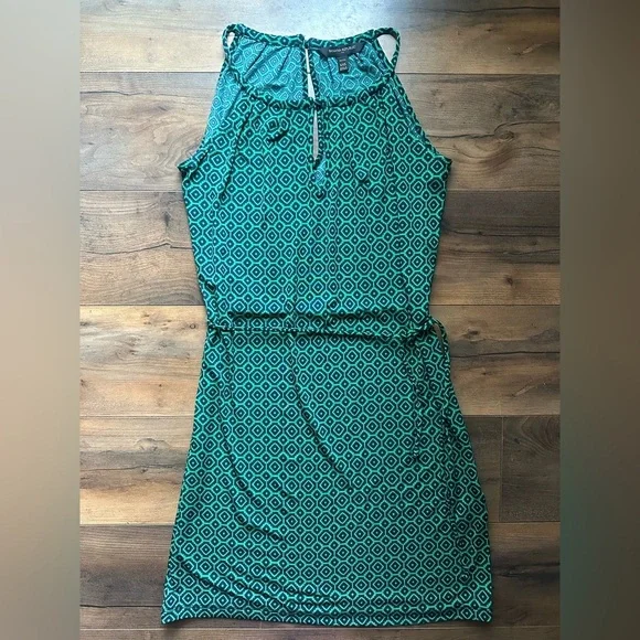 💚 Banana Republic Petite Geometric Print Sleeveless Dress | Size XXS Petite - Picture 2 of 7